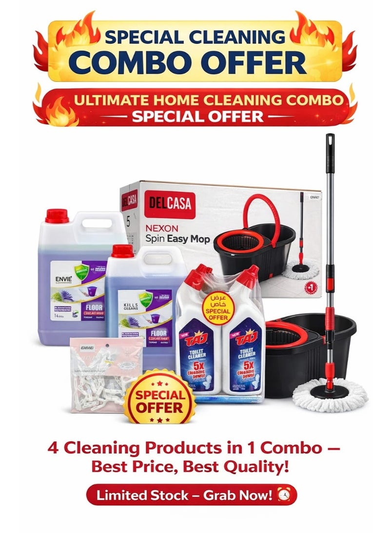 عرض مجموعة التنظيف الخاصة – طقم ممسحة دوارة + منظف الأرضيات + منظف المرحاض (أفضل حزمة قيمة)